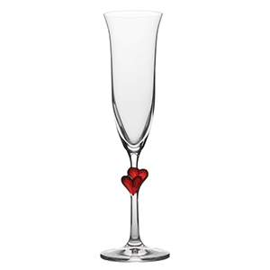 Бокал для шампанского флюте «Л`амор»; хрустальное стекло; 175 мл; диаметр=70, высота=242 мм; прозрачный,красный