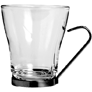 Чашка с металлическим подстаканником; стекло, нержавейка; 225 мл; диаметр=80, высота=95 мм; прозрачный,металлический