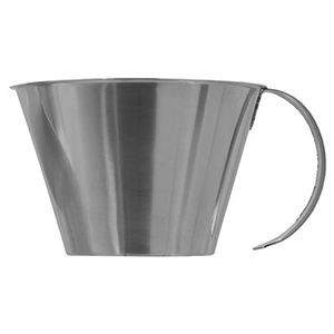 Мерный стакан низкая модель; сталь нержавеющая; объем: 1 литр; диаметр=15/19.5, высота=10.5 см.; металлический