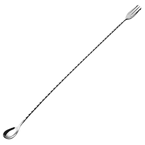 Ложка барная с вилочкой; сталь нержавеющая; , L=500, B=25мм; серебрист.