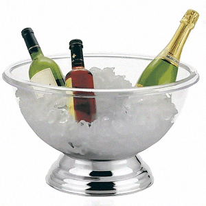 Емкость для охлаждения шампанского; пластик, нержавейка; 16л; диаметр=44, высота=22, ширина=25 см.; прозрачный,металлический
