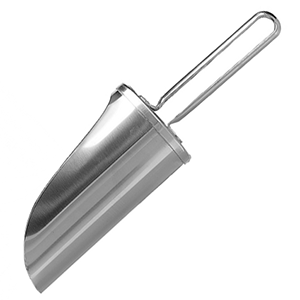Совок для льда; сталь нержавеющая; диаметр=10, длина=32/19 см.; металлический