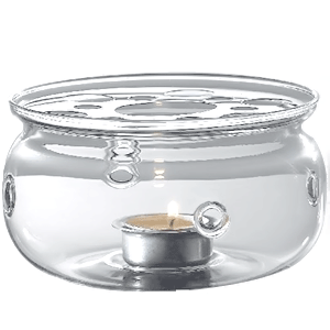 Комплект для подогрева чайника; стекло, нержавейка; диаметр=13.8, высота=7.7 см.; прозрачный,серебряные