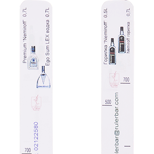 Линейка «Немиров 0.5,07л Прем/Эго 0.7л»; пластик; длина=28, ширина=2 см.; белый