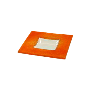 Тарелка квадратная «Бордер»; стекло; высота=21, длина=130, ширина=130 мм; прозрачный,оранжевый цвет