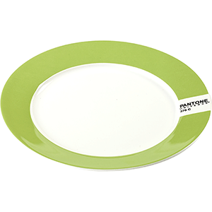 Тарелка «Пантон»; фарфор; D=20,H=1.5см; белый,зеленый