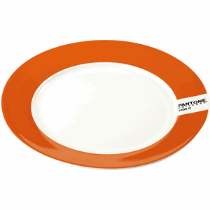 Тарелка «Пантон»; фарфор; D=20,H=1.5см; белый,оранжевый