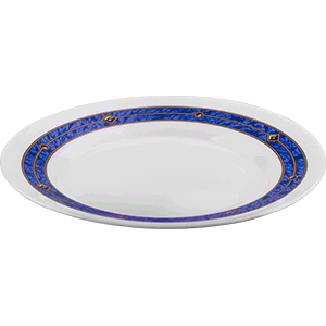 Тарелка мелкая «Астрал»; стекло; диаметр=200, высота=19 мм; белый,синий