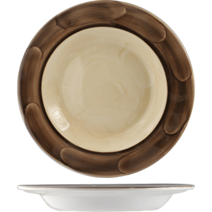 Тарелка глубокая «Пепперкорн»; материал: фарфор; 380 мл; диаметр=215, высота=30 мм; коричневый,бежевая