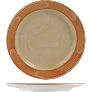 Тарелка сервировочная «Паприка»; материал: фарфор; диаметр=30 см.; оранжевый цвет,бежевая