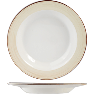 Тарелка глубокая «Чино»; материал: фарфор; 310 мл; диаметр=215, высота=25 мм; цвета: белый, бежевый
