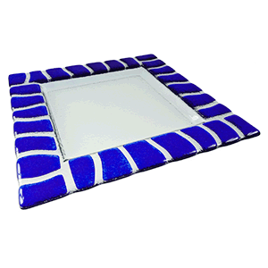 Тарелка «Сафари»; стекло; высота=2, длина=25, ширина=25 см.; прозрачный,голубой