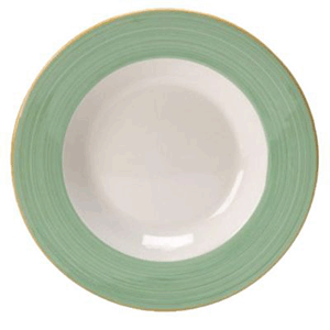 Тарелка для пасты «Рио Грин»; материал: фарфор; диаметр=27 см.; цвет: белый, зеленый