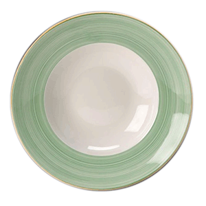 Тарелка для пасты «Рио Грин»; материал: фарфор; диаметр=30 см.; цвет: белый, зеленый