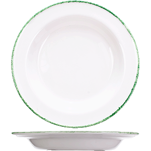 Тарелка глубокая «Грин дэппл»; фарфор; D=21.5см; белый,зеленый