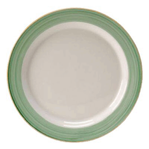 Тарелка мелкая «Рио Грин»; материал: фарфор; диаметр=25.5 см.; цвет: белый, зеленый