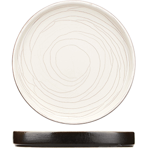 Тарелка с бортом «День и ночь»;  керамика;  D=185,H=25мм;  белый,черный