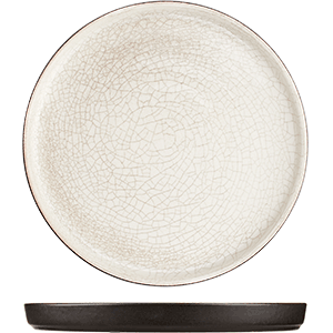 Тарелка с бортом «День и ночь»;  керамика;  D=26,H=3см;  белый,черный