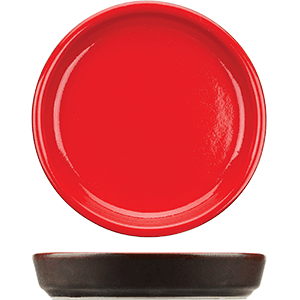 Тарелка с бортом (Модус) «Кармин»;  керамика;  D=11см;  красный,черный
