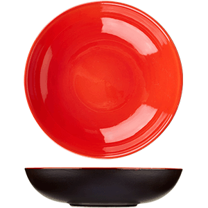 Тарелка глубокая (Шала) «Кармин»;  керамика;  D=21см;  красный,черный