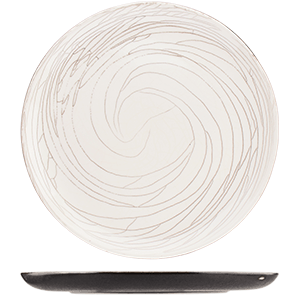 Тарелка без полей «День и ночь»;  керамика;  D=30см;  белый,черный