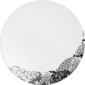 Тарелка мелкая «Фрагмент Ардуаз»;  фарфор;  D=25,5см;  белый,серый