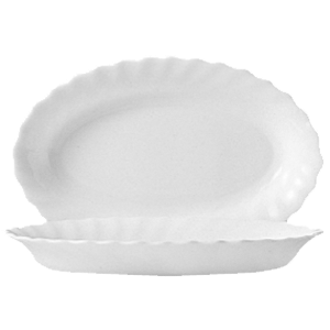 Блюдо овальное «Трианон»; стекло; высота=3, длина=22, ширина=14 см.; белый