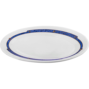 Блюдо овальное «Астрал»; стекло; длина=30, ширина=22.5 см.; белый, синий
