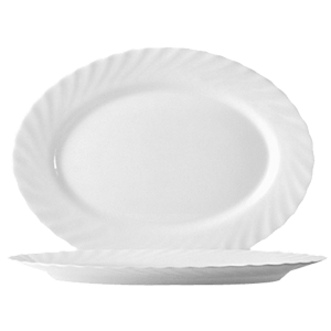 Блюдо овальное «Трианон»; стекло; высота=1.5, длина=29, ширина=22 см.; белый