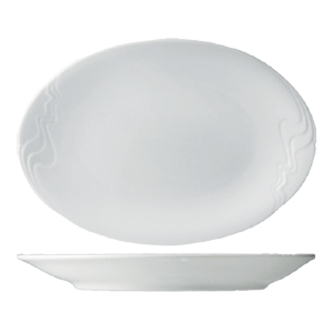 Блюдо овальное «Мелодия»; материал: фарфор; высота=3.5, длина=28, ширина=20 см.; белый