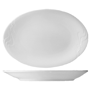 Блюдо овальное «Мелодия»; материал: фарфор; высота=3.5, длина=32, ширина=28 см.; белый