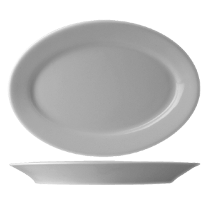 Блюдо овальное «Прага»; материал: фарфор; высота=3.5, длина=37, ширина=26 см.; белый