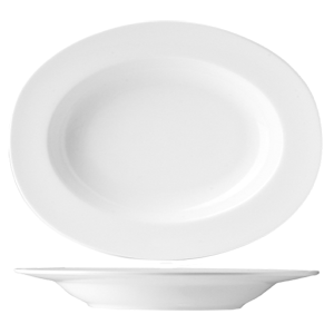 Блюдо овальное глубокое «Олива»; материал: фарфор; 500 мл; высота=5, длина=31, ширина=26 см.; белый