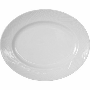 Блюдо овальное «Спайро»; материал: фарфор; высота=7, длина=200, ширина=160 мм; белый