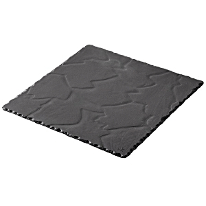 Блюдо квадратное «Базальт»; материал: фарфор; длина=25.5, ширина=25.5 см.; цвет: черный,матовый