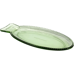 Блюдо для рыбы; стекло; H=2.2,L=35,B=16см; зеленый ,прозрачный