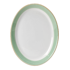 Блюдо овальное «Рио Грин»; материал: фарфор; длина=28 см.; цвет: белый, зеленый