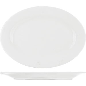 Блюдо овальное «Коллаж»; материал: фарфор; длина=25, ширина=18 см.; белый
