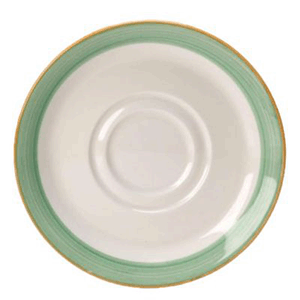 Блюдце «Рио Грин»; материал: фарфор; диаметр=16.5 см.; цвет: белый, зеленый