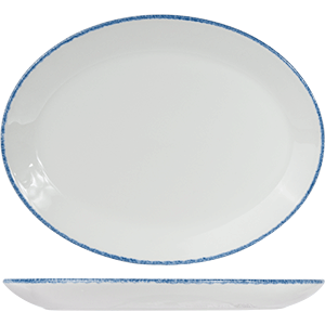 Блюдо овальное «Блю дэппл»; материал: фарфор; высота=2.3, длина=25.5, ширина=20 см.; белый, синий