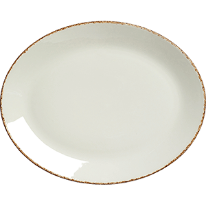 Блюдо овальное «Браун дэппл»; фарфор; L=34,B=27см; белый, коричневый