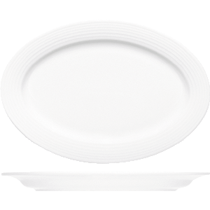 Блюдо овальное «Диалог»; фарфор; L=26см; белый
