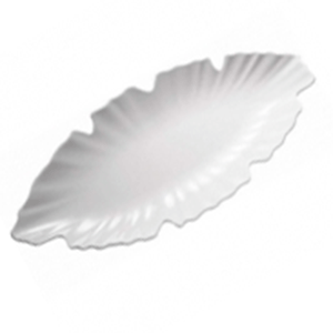 Блюдо для подачи «Лист»; пластик; высота=3.5, длина=40, ширина=18.5 см.; белый