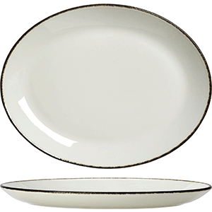 Блюдо овальное «Чакоул дэппл»; фарфор; ,H=20,L=305,B=240мм; белый,черный
