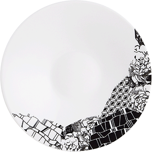 Блюдце «Фрагмент Ардуаз»;  фарфор;  D=12,5см;  белый,серый