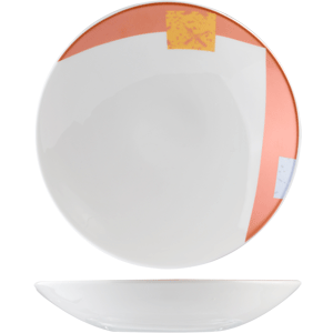 Салатник «Зен»; материал: фарфор; 900 мл; диаметр=250, высота=45 мм; белый,оранжевый цвет