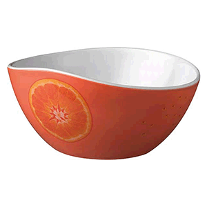Салатник; пластик; диаметр=15, высота=7.5 см.; оранжевый цвет, белый