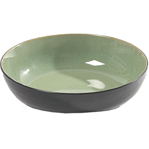 Салатник «Пьюр»; керамика; D=20,H=5см; зеленый ,черный