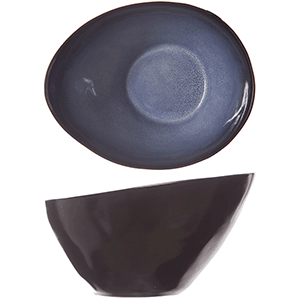 Салатник; керамика; H=85,L=150,B=120мм; синий,черный