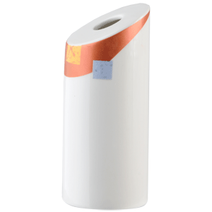 Ваза для цветов «Зен»; материал: фарфор; диаметр=48, высота=110 мм; белый,оранжевый цвет